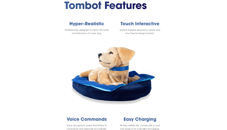 メンタルヘルスケア効果が期待できるリアルな犬型ロボット「Tombot」