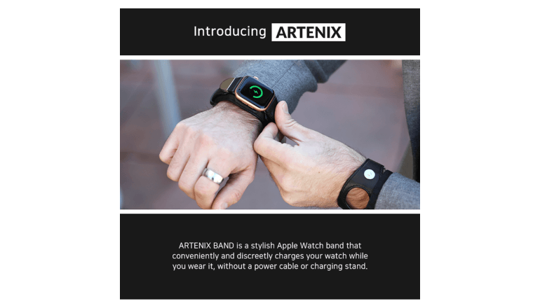 装着できて充電もできるApple Watch向けレザーバンド「ARTENIX BAND」