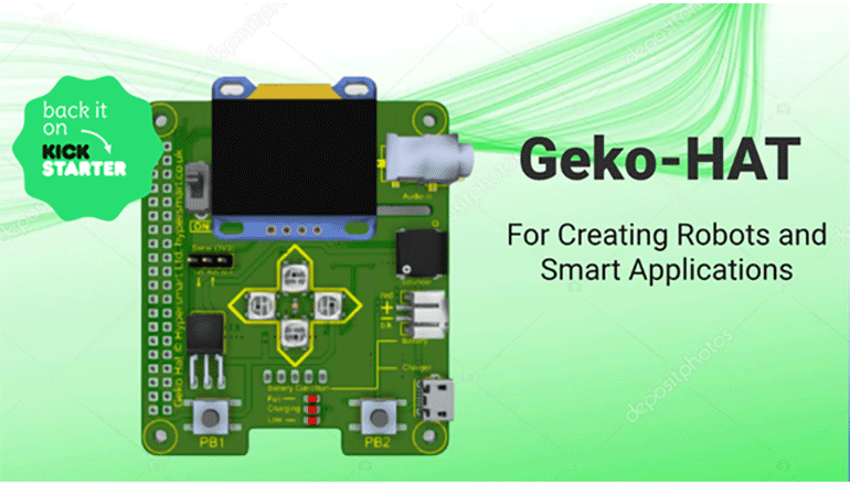 ハードウェアとソフトウェアの両方の開発に使えるキット「Geko-HAT」