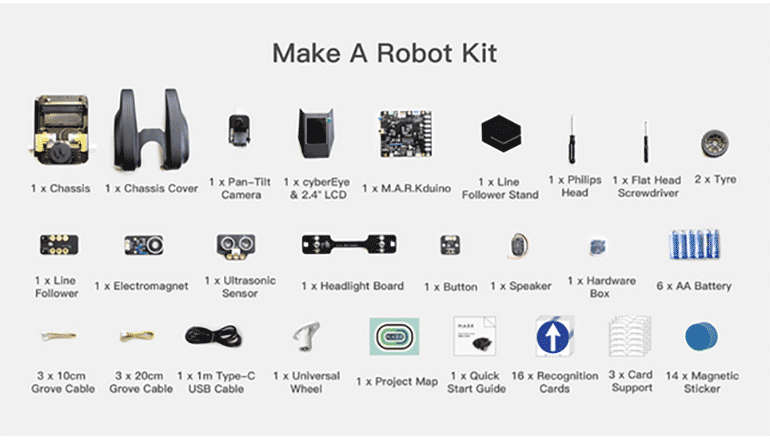 ソフト・ハードの両方でAI学習可能なロボットキット「Make A Robot Kit」
