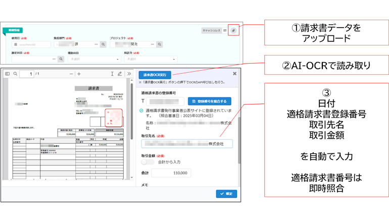 請求書データをクラウドAI-OCRで自動読取り・明細等へ自動入力
